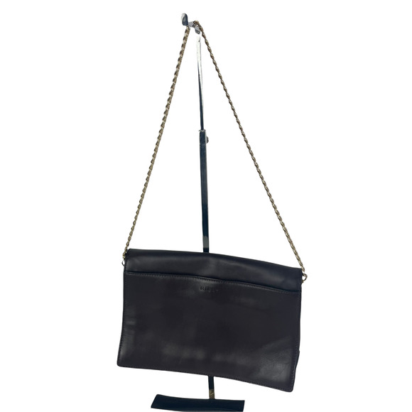 Milly Plum Leather Foldover Envelope Lock Closure Chain Cross Body Bag - Picture 2 of 9